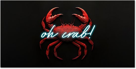 Crédence de Cuisinière en Aluminium 120x60 cm - Crabe - Rouge - Néon - Citation - Écran Pare-éclaboussures pour Plaque de Cuisson - Protection Murale