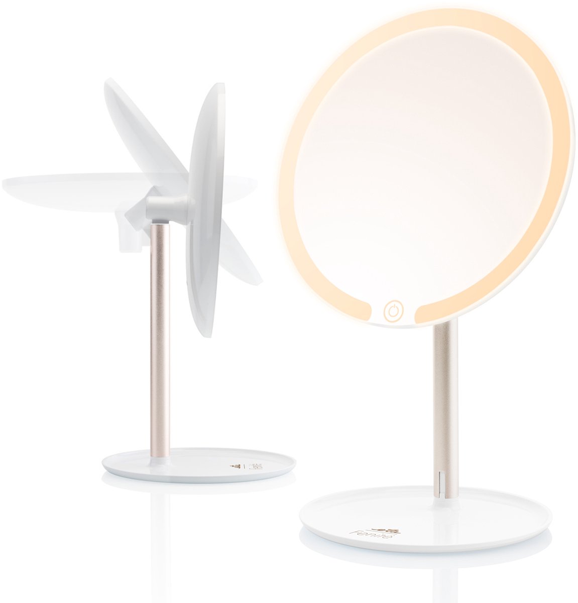 ETA Fenité Make Up Spiegel met Verlichting – 90° Kantelbaar en Oplaadbaar via USB-C – Lichtkleur Instelbaar – Ø 17,8 cm – Wit
