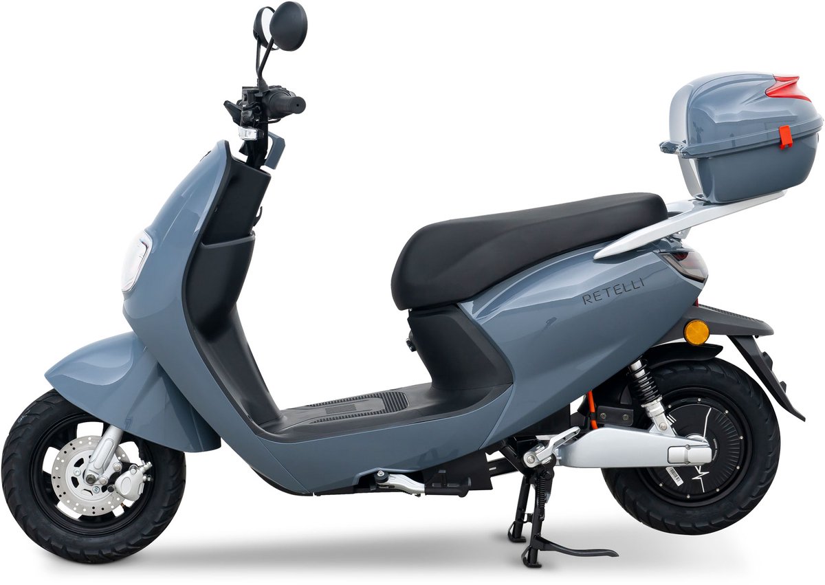 E-scooter - Retelli Benefico - 50 kilometer actieradius - grijs - Keuze uit: Brom/snor - incl. topkoffer - incl kenteken, tenaamstelling en rijklaar maken.