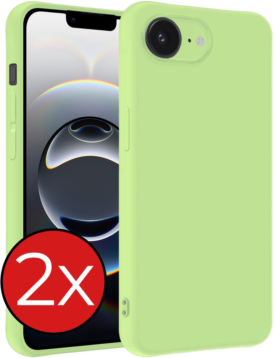 Hoesje - 2 Stuks - Geschikt voor Apple iPhone 16e / 17e - Sterk & Shockproof - Telefoonhoes - Back Cover - Case Siliconen - Telefoon Hoes - Groen