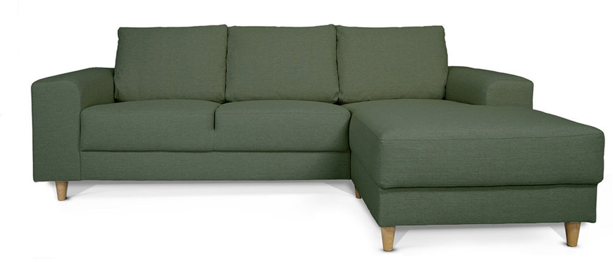 Nordic bank met chaise longue rechts gericht groen.
