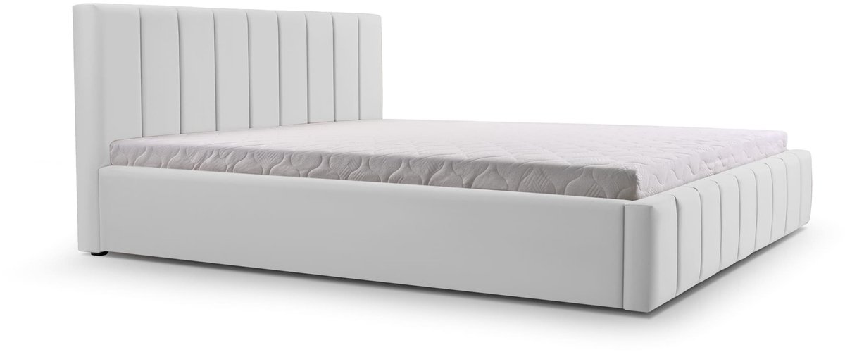 Bed 01 - Gestoffeerd bed met Fluweel Beklede Tweepersoonsbed - 180x200 cm - Elegant en Comfortabel - Zilver (TRINITY 32)