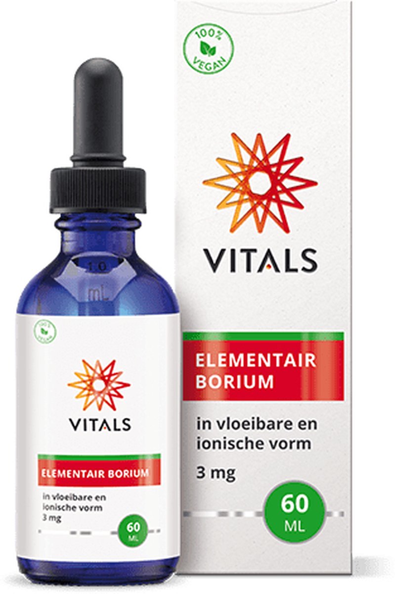 Goedkoopste Vitals Elementair Borium 3 mg - 60 ml - mineralen. Natriumboraat in vloeibare en ionische vorm.