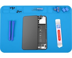 MMOBIEL Siliconen Reparatie- en Soldeermat – 30 x 20 cm – Hittebestendig tot 500°C - Siliconen Mat voor Solderen met Warmte-Isolatie – Reparatiemat voor o.a. Telefoon / Computer / Electronica – Blauw