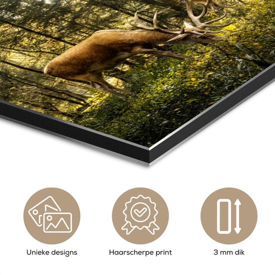 Décoration murale Métal - Aluminium - Cerf - Nature - Forêt - 120x80 cm