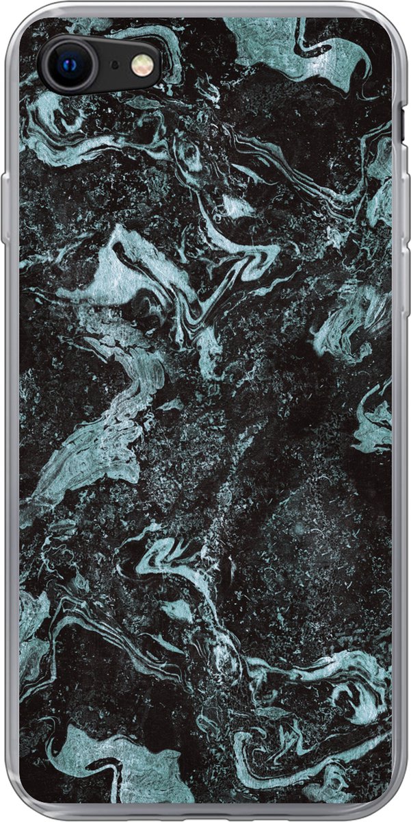 Telefoonhoesje Geschikt voor iPhone 7 hoesje - Natuursteen - Blauw - Steen - Siliconen Telefoonhoesje Telefoonhoesje