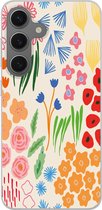 Coque de téléphone compatible avec Samsung Galaxy S25 - Fleurs - Motifs - Fleurs sauvages - Coque en Siliconen
