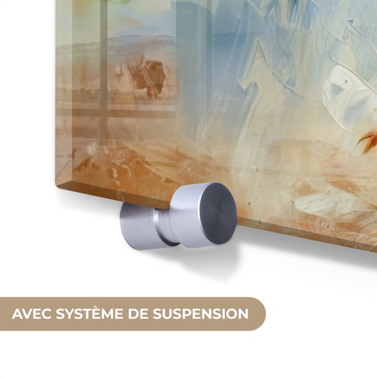 MuchoWow® Peinture sur verre - Fleurs - Coloré - Peinture à l'huile - Pot de fleurs - 180x120 cm - Peintures sur verre acrylique - Photo sur Glas