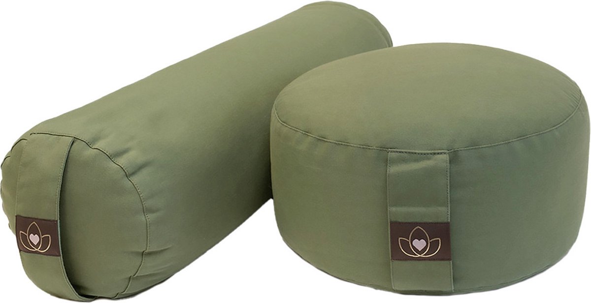 Pakket bolster en meditatiekussen - olijfgroen