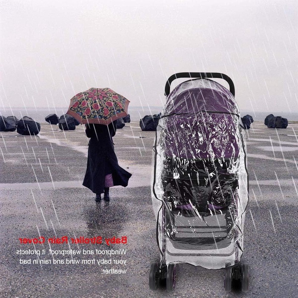 Regenbescherming kinderwagen - winddicht - transparant - regenbescherming voor kinderwagen .