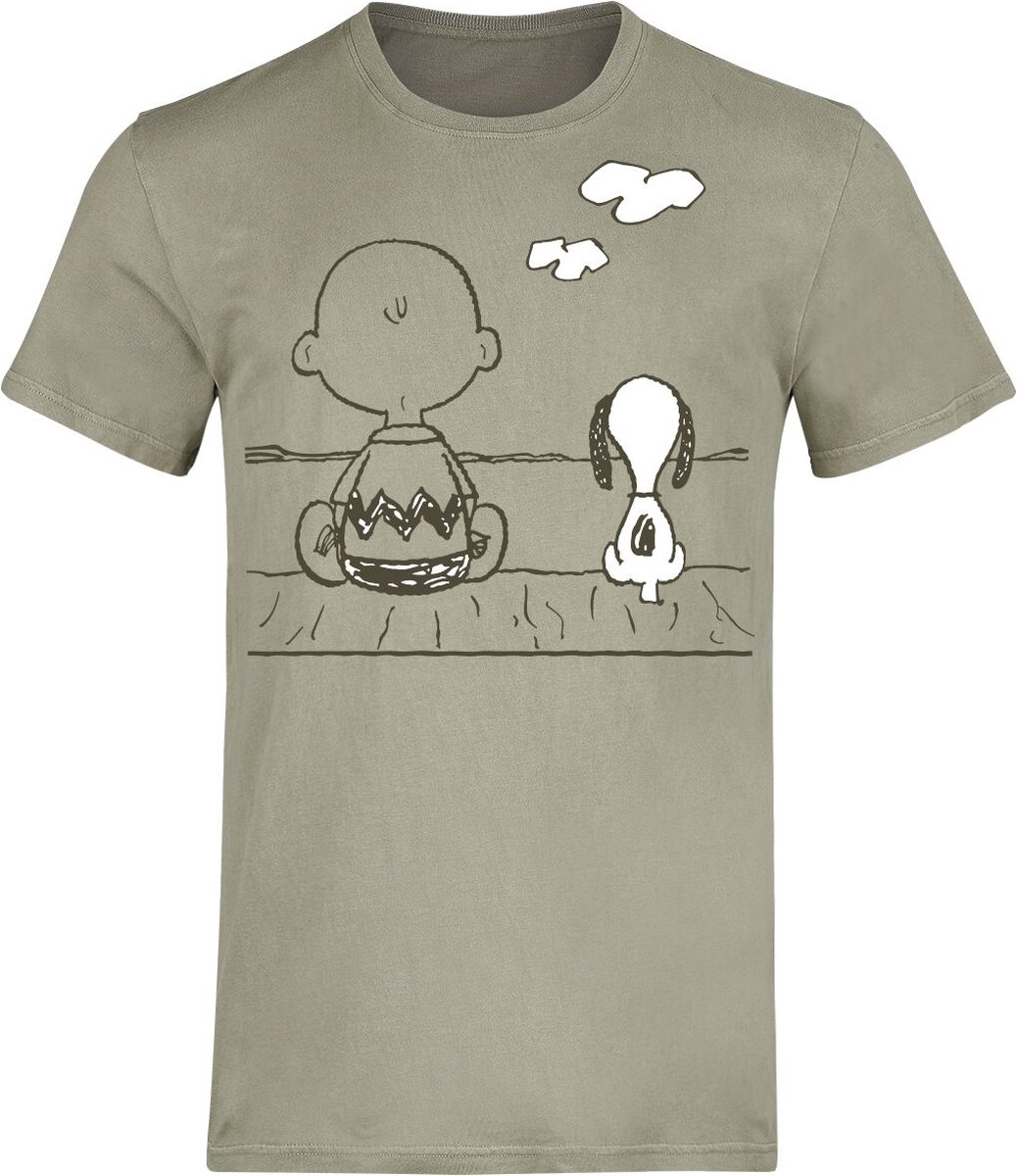 Peanuts Charlie Brown & Snoopy Heren T-shirt - groen - S
