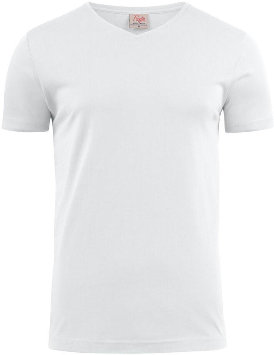 Printer T-shirt Heavy V-hals Man 2264024 Wit - Maat 4XL