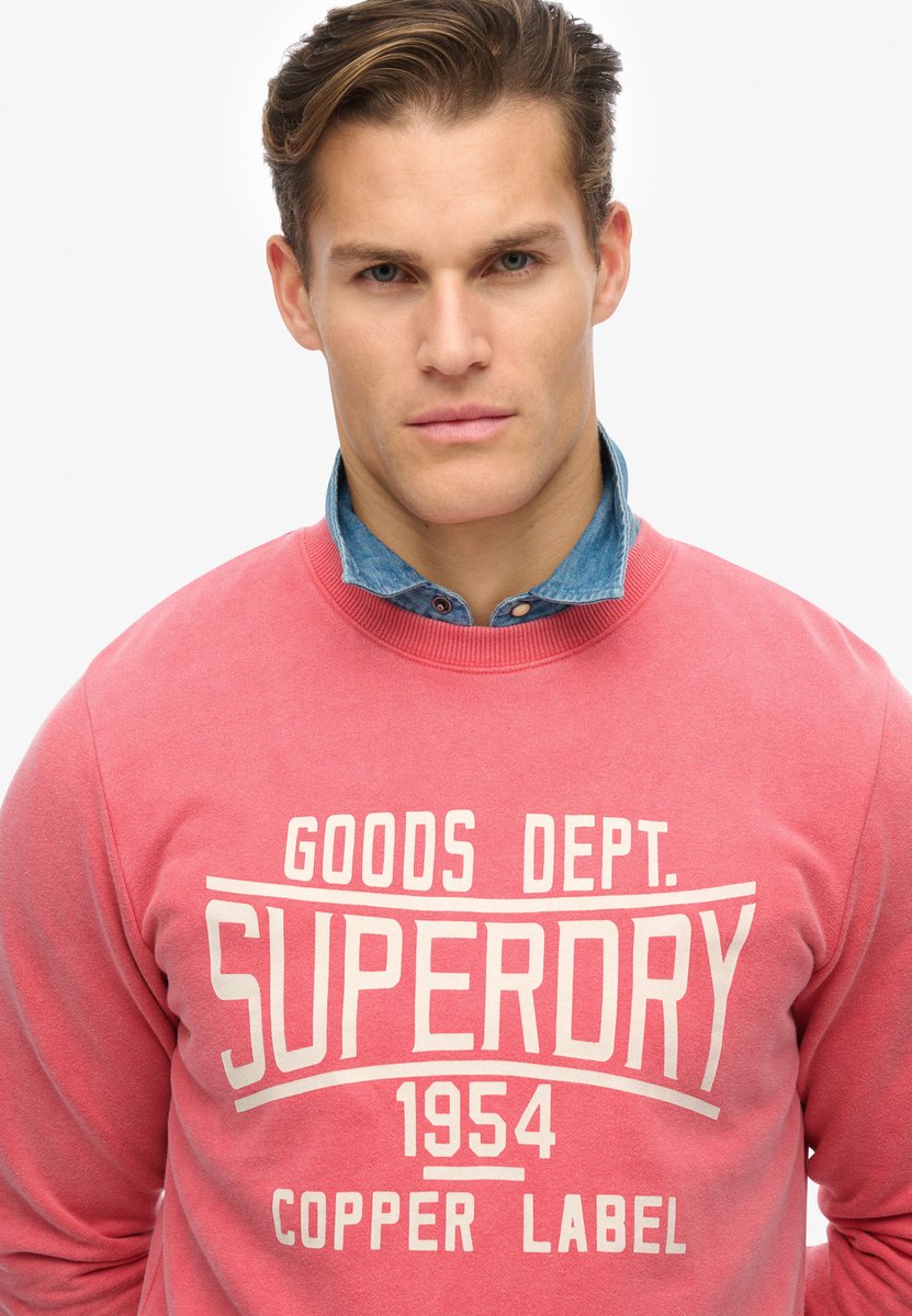 Superdry Vintage Wash Relaxed sweatshirt met ronde hals Heren Truien Rood