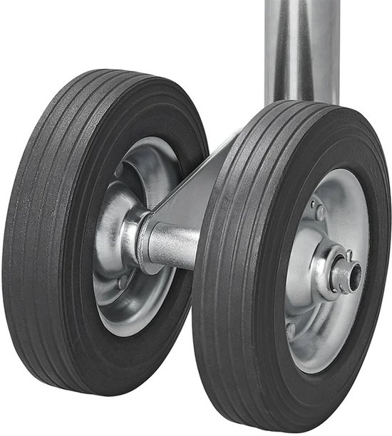 ProPlus Neuswiel voor Aanhanger Ø48 mm - Draagvermogen tot 150kg - Hoogte 55-77 cm - Dubbel Wiel - Steunwiel met Stalen Velg - Massief Rubberen Banden - Bandenmaat Ø200 x 50 mm van ProPlus — afbeelding 5