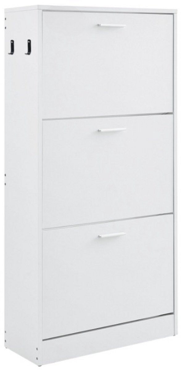 Schoenenrek - Schoenenkast - P2 Spaanplaat - 3 Klapbare Laden - 60 x 23.7 x 120 cm - Wit