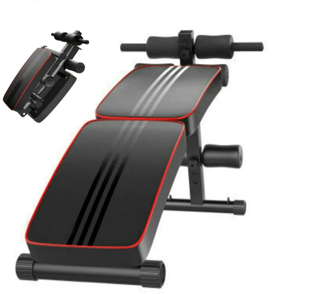 Verstelbare Buikspierbank - Fitnessbank - Halterbank - Fitness Bank - Verstelbaar en Inklapbaar Bench Press - Trainingsbank - Halterbank & Krachtstation voor Thuis & Gym - Rood & Zwart