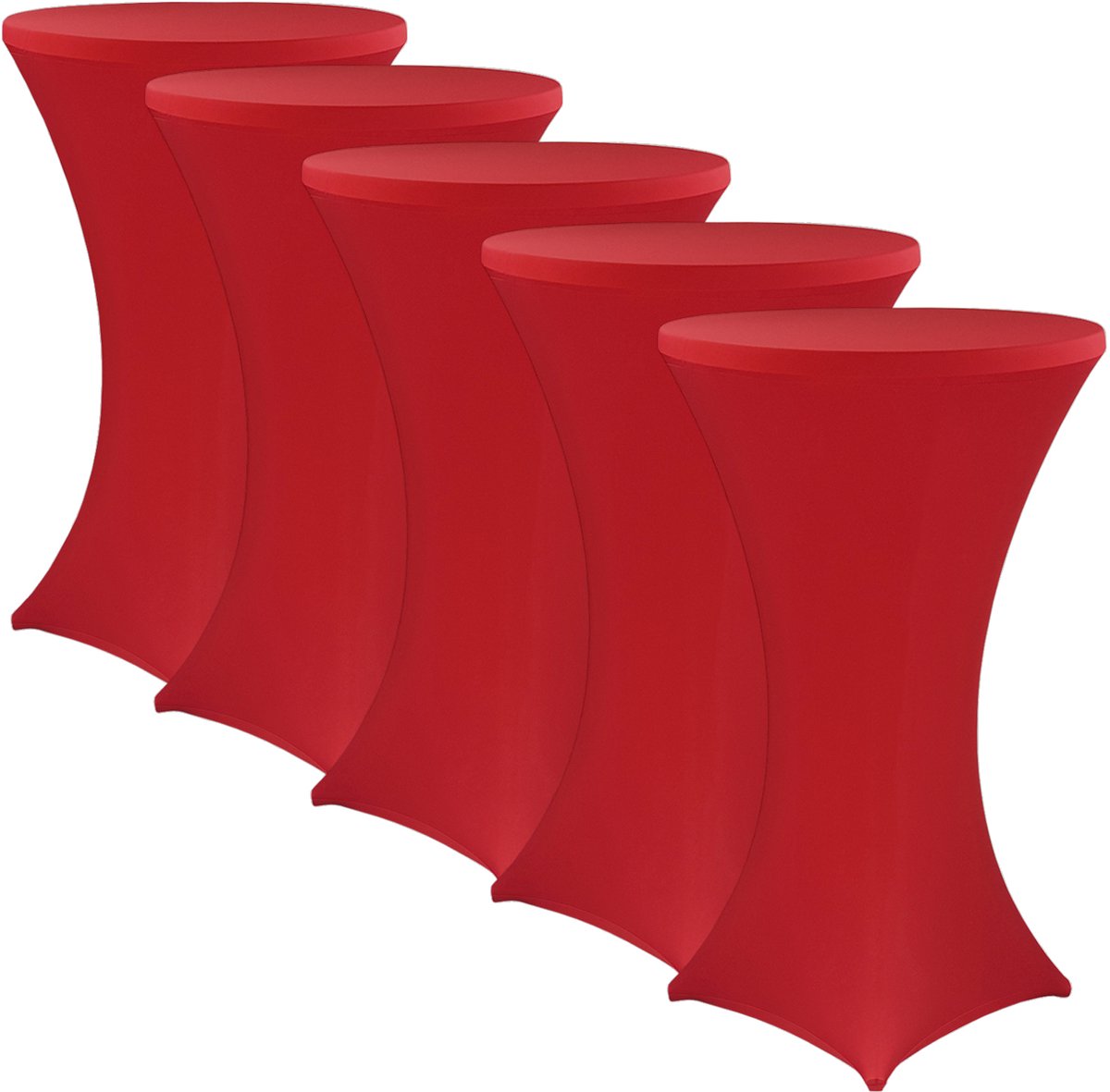 NYVI Sta-tafelhoes NYVIGala Rood Ø 70-75 cm - Set van 5 - Elastische premium stretchhoezen voor standaard bistro- & statafels - Rekbare tafelbekleding