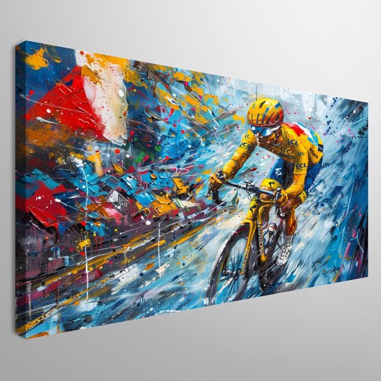 Rondje van frankrijk | Rondje Frankrijk: Een artistieke odyssee door de Tour de France | Kunst - 90x60 centimeter op Canvas | Foto op Canvas