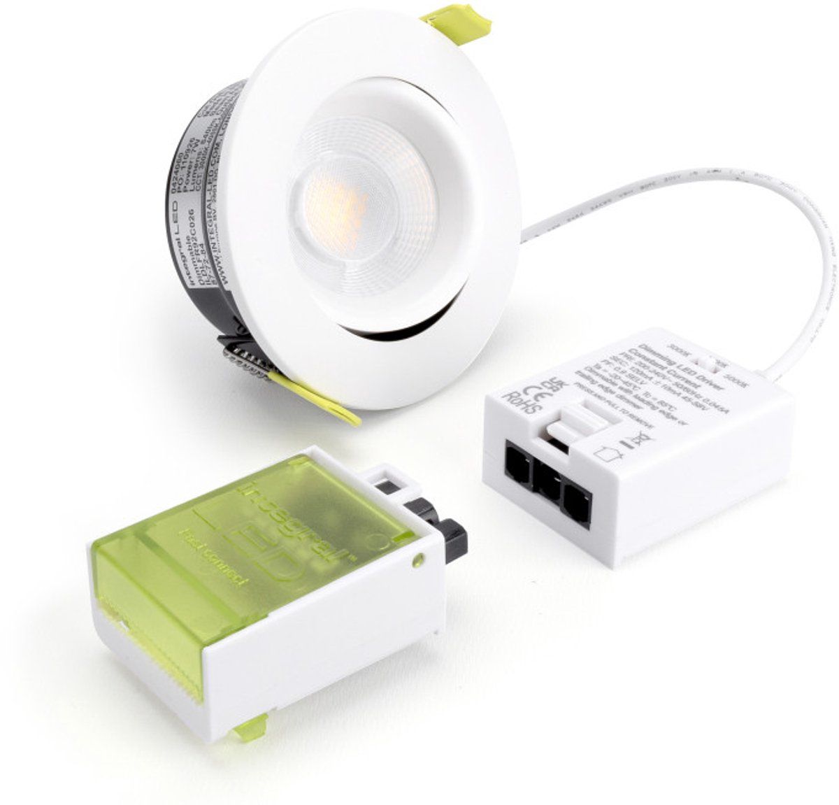 Integral LED inbouwspot Wit 7W 840lm 55º | Instelbare Lichtkleur | zaagmaat 9.2cm | Dimbaar | IP65 | Kantelbaar | Geen fitting | Warm Wit-Koel Wit-Daglicht | 7 watt | 25.000 Branduren