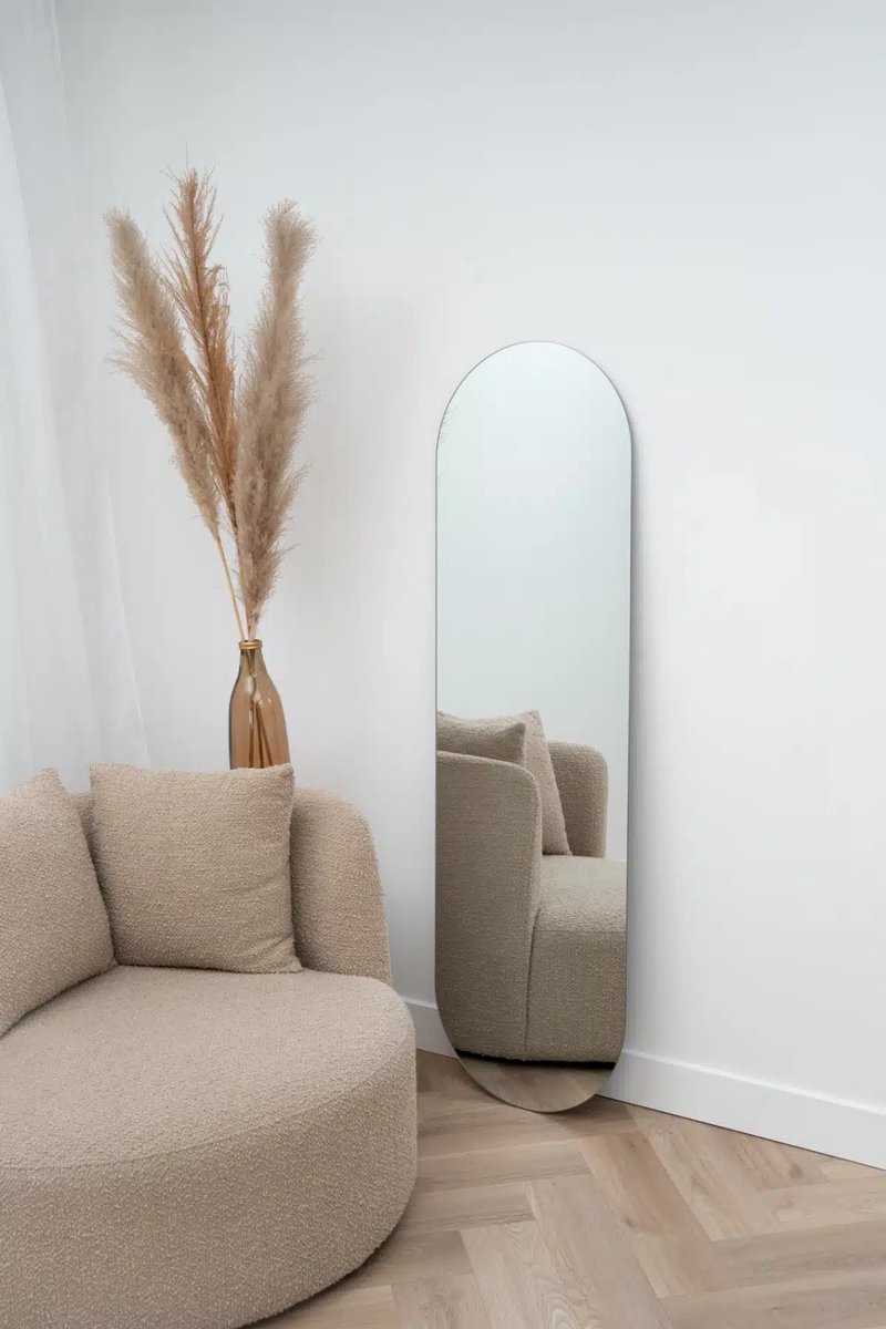 Nordic Style® Ovale spiegel 170x50cm - Frameloos - Scandinavische Spiegels - Ovaal - Zonder lijst - Randloos - Frameloos - Pas spiegel - Staande spiegel - Kleedkamer spiegel - Pas Naturel