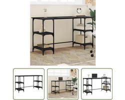 The Living Store Bureau 140x50x75 cm metaal en bewerkt hout zwart - Bureau - Houten Bureau - Zwart Bureau - Kantoormeubilair - Home Office