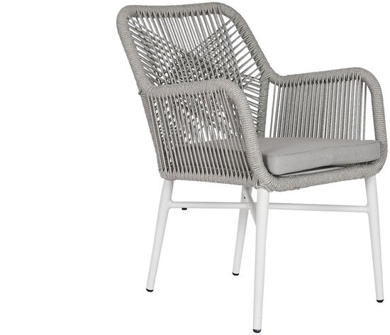 Chaise de jardin Home ESPRIT Wit Grijs Aluminium Rotin synthétique 57 x 63 x 84 cm