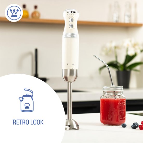 Westinghouse Retro Staafmixer - Turbo functie - Handblender - RVS Mixvoet - Antispat - 600W - Beige van Westinghouse — afbeelding 2