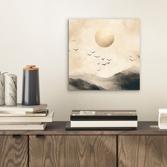 Tableau aluminium 20x20 cm - Décoration murale métal - Paysage - Japandi - oiseau - Décoration murale métal salon - Décoration industrielle - Photo sur dibond - Accessoires industriels chambre