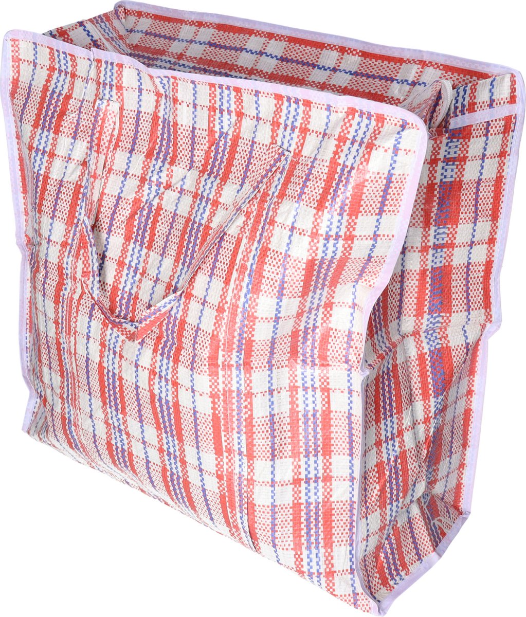 CM Grote opberg tas voor dekens/kussens/speelgoed - met rits - gestreept rood - 50 x 50 x 18 cm - met hengsels - 95 liter