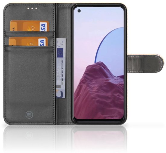PU Premium Housse pour OPPO Reno 8 Lite | OnePlus Nord N20 Portefeuille Batik Orange