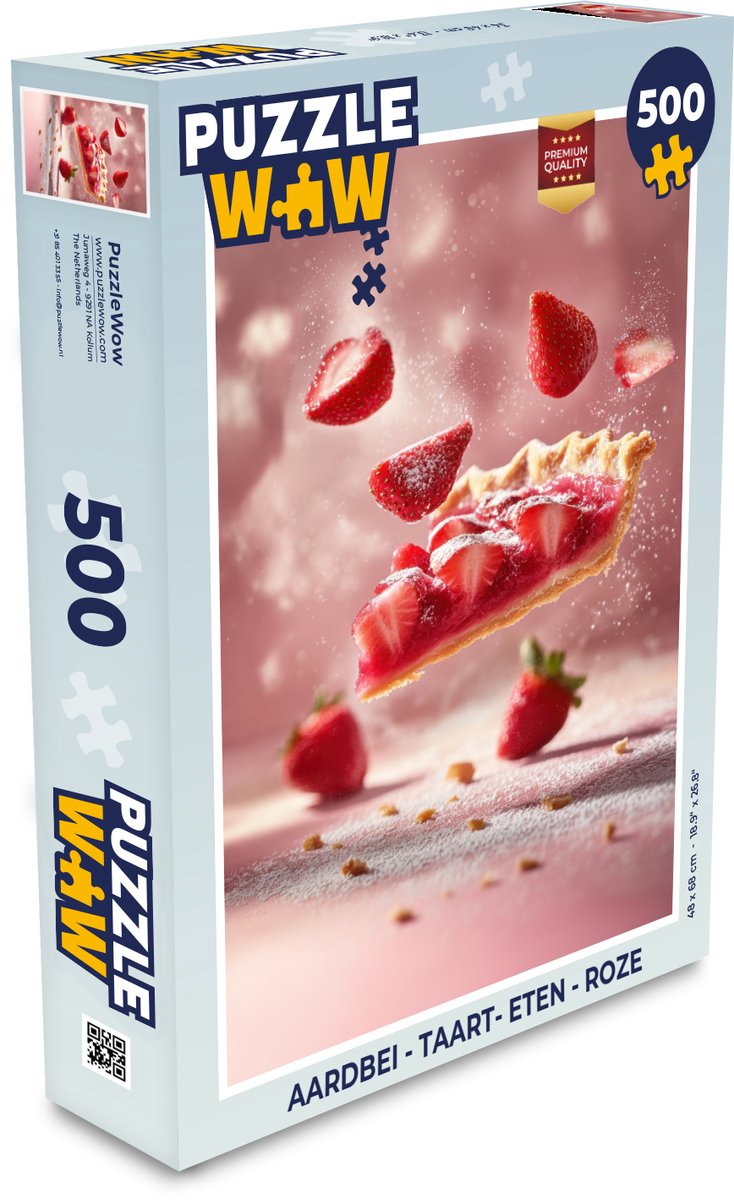 Puzzel Aardbei - Taart- Eten - Roze - Legpuzzel - Puzzel 500 stukjes