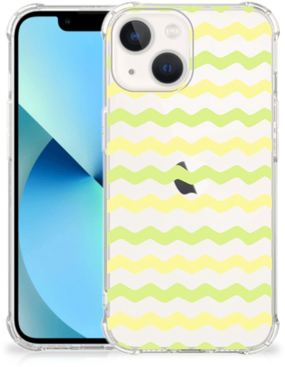 iPhone 13 mini Doorzichtige Silicone Hoesje Waves Yellow