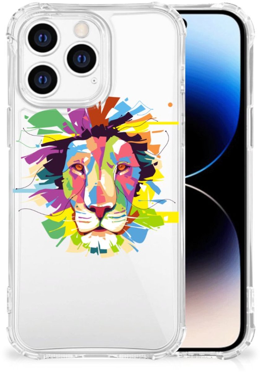 iPhone 14 Pro Stevig Bumper Hoesje Lion Color