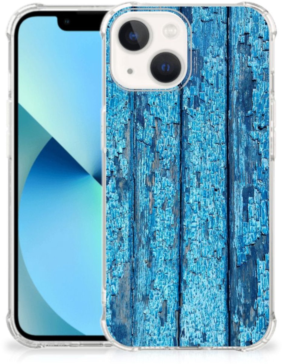 iPhone 13 mini Stevig Telefoonhoesje Wood Blue