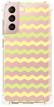 Trendy Housses de téléphone Samsung Galaxy S21 FE avec bord transparent Waves Yellow