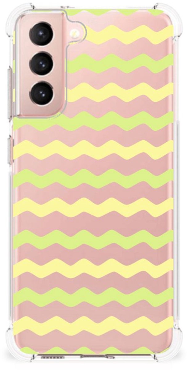 Samsung Galaxy S21 FE Doorzichtige Silicone Hoesje Waves Yellow