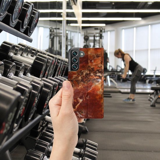 Stand Case Samsung Galaxy S22 Plus Smartphone Case Marble Marron