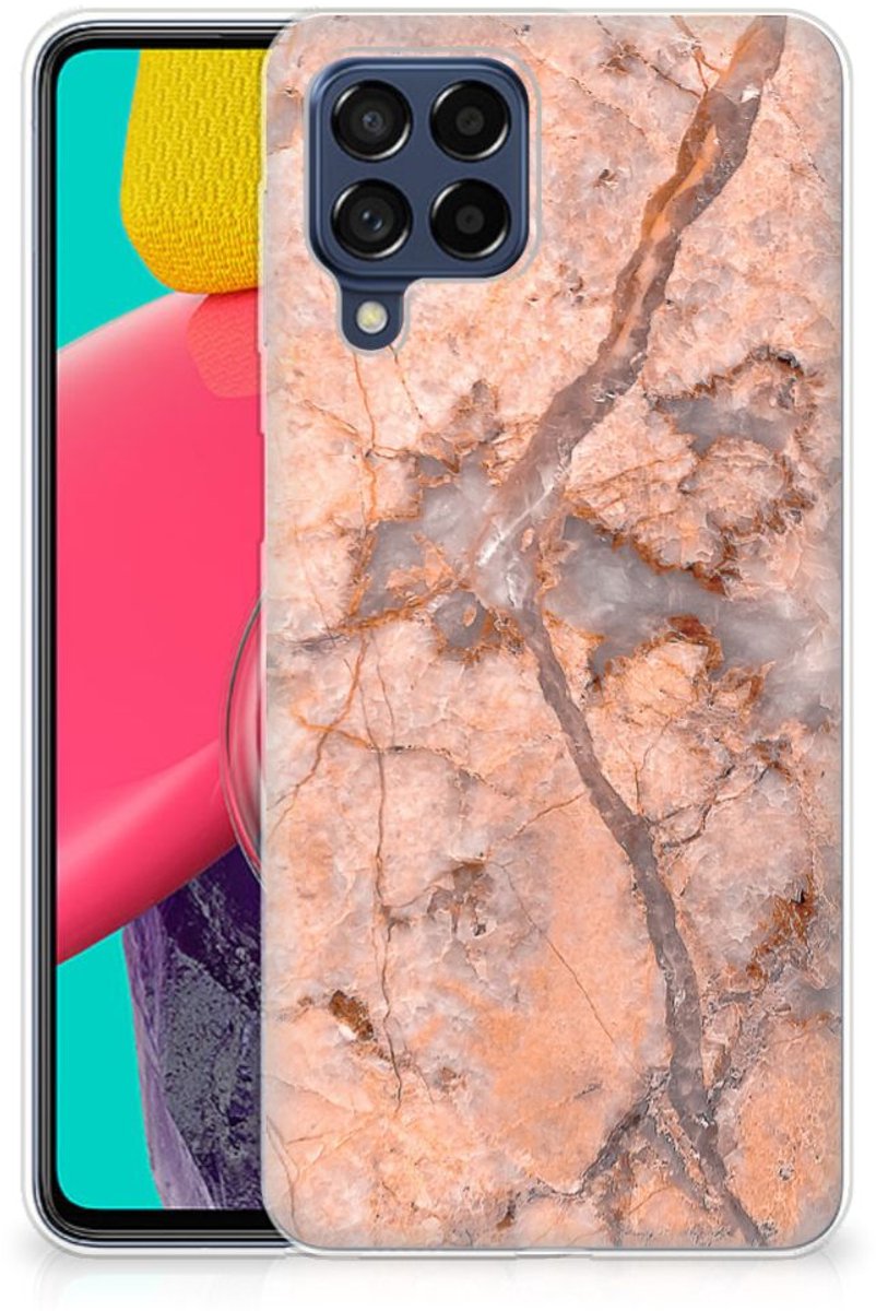 Samsung Galaxy M53 TPU Siliconen Hoesje Marmer Oranje