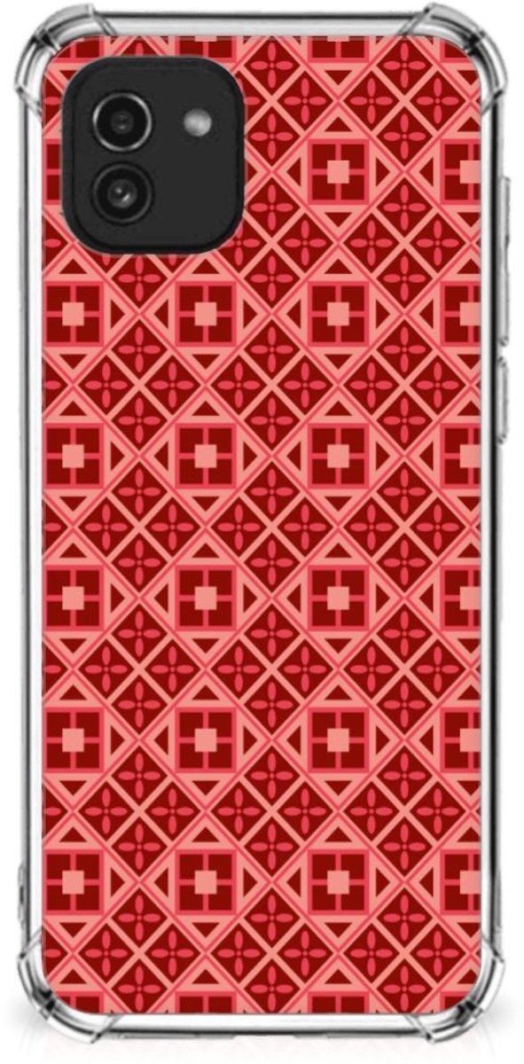 Samsung Galaxy A03 Doorzichtige Silicone Hoesje Batik Rood
