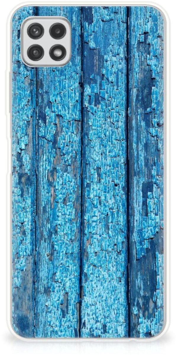 Samsung Galaxy A22 5G Bumper Hoesje Wood Blue
