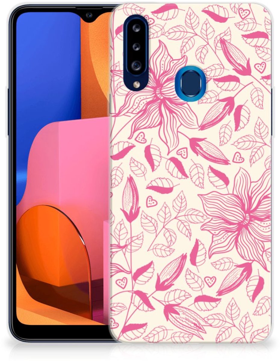 Samsung Galaxy A20s TPU Case Pink Flowers