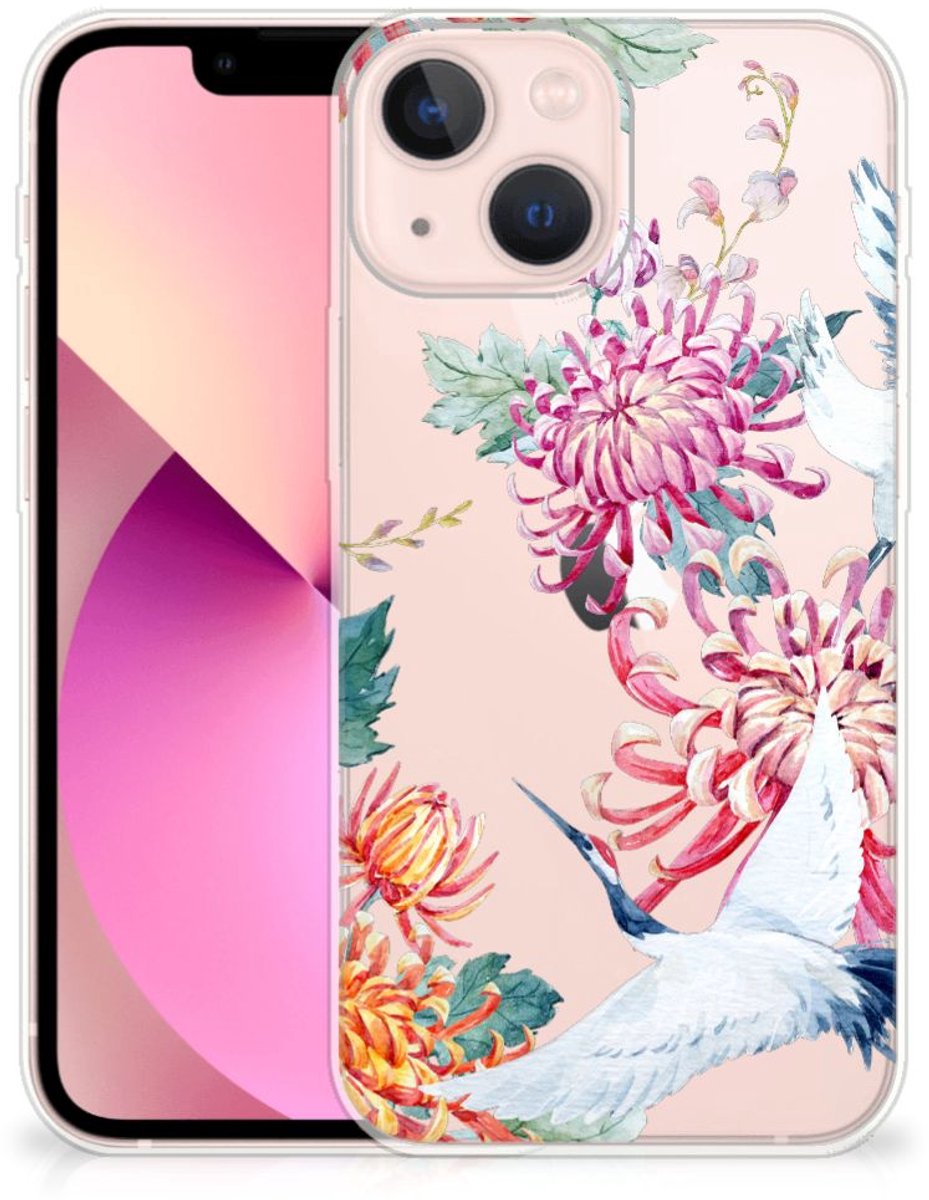 iPhone 13 mini TPU Hoesje Bird Flowers