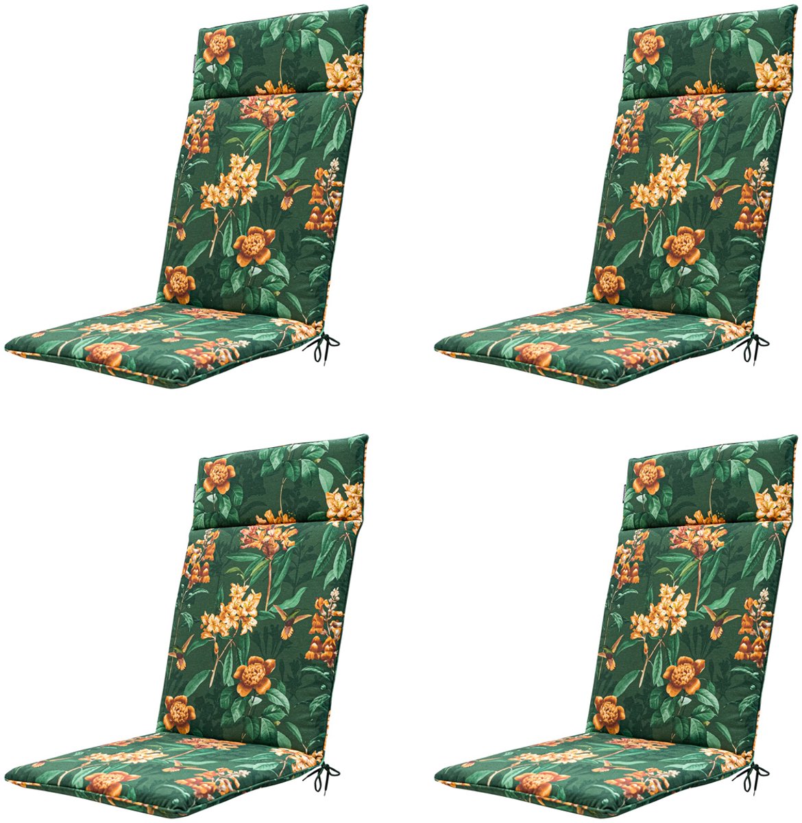 Madison - Tuinstoelkussen Hoge Rug Lua green - Ca. 120x50 cm - Set van 4