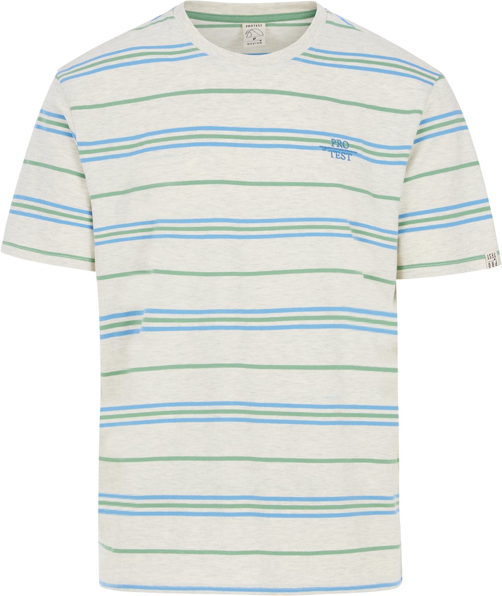 Protest Prthuxly – T shirt Heren – Korte mouwen – Ronde hals – Gestreept Blauw