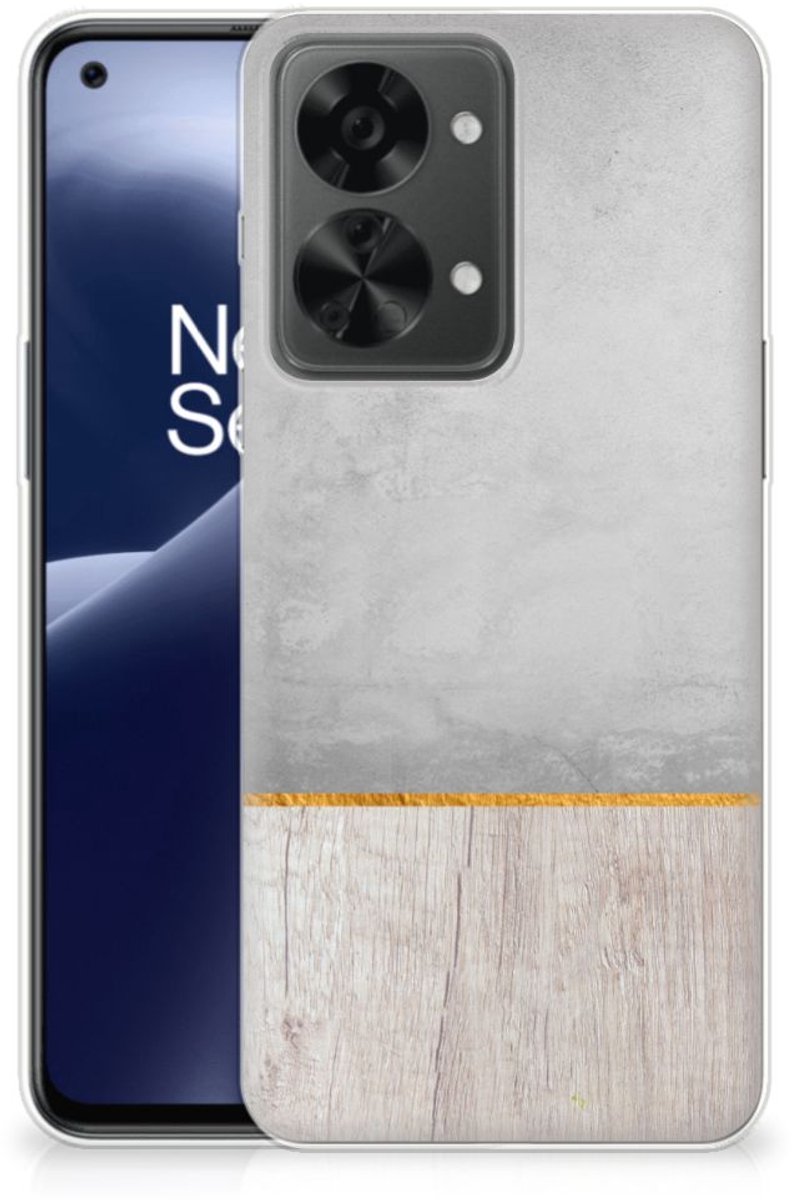 OnePlus Nord 2T Bumper Hoesje Wood Concrete