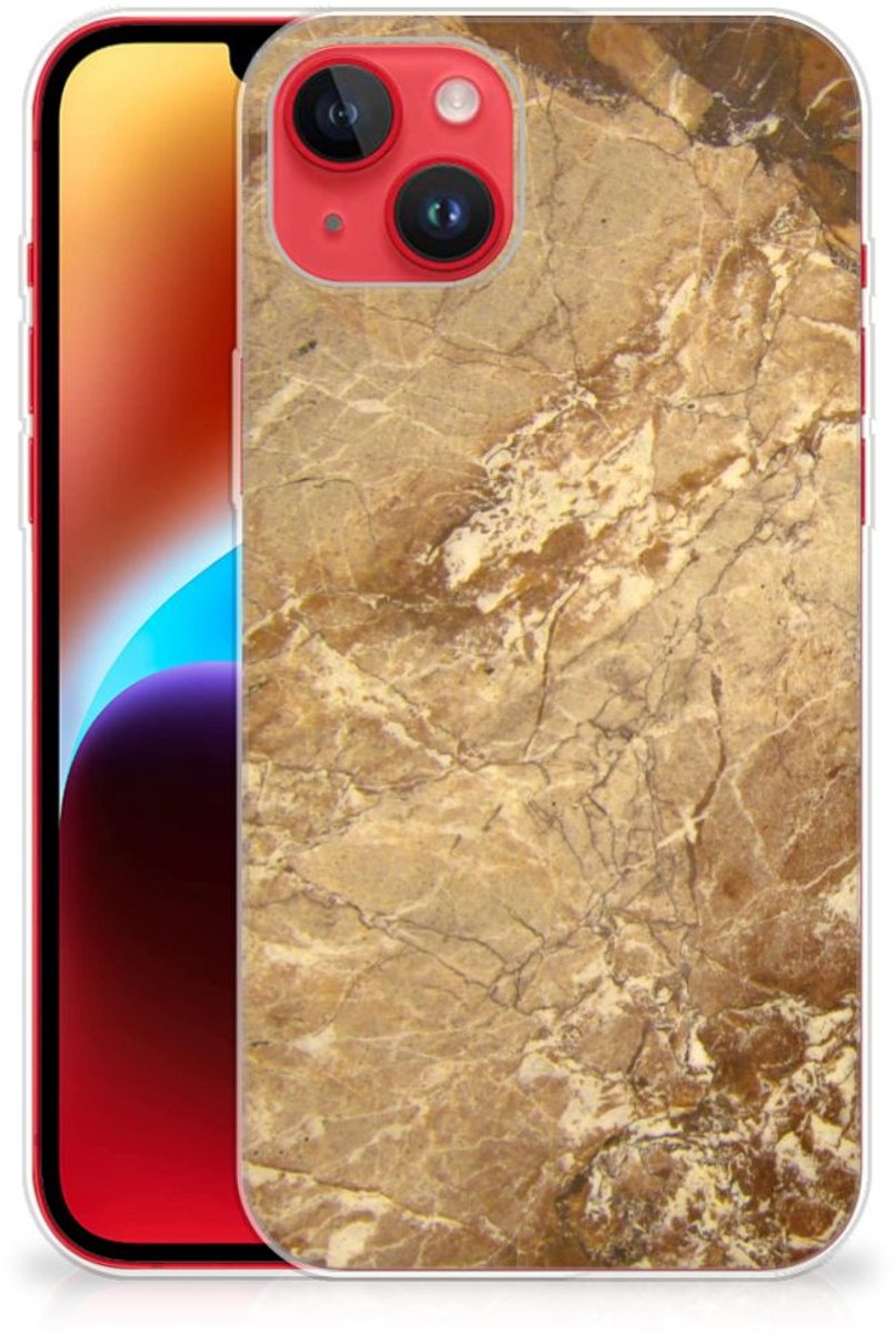 iPhone 14 Plus TPU Siliconen Hoesje Marmer Creme