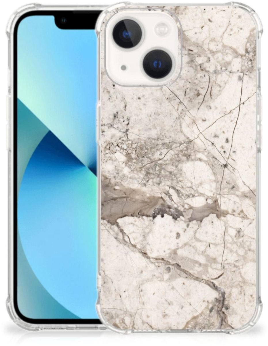 iPhone 13 mini Anti-Shock Hoesje Marmer Beige