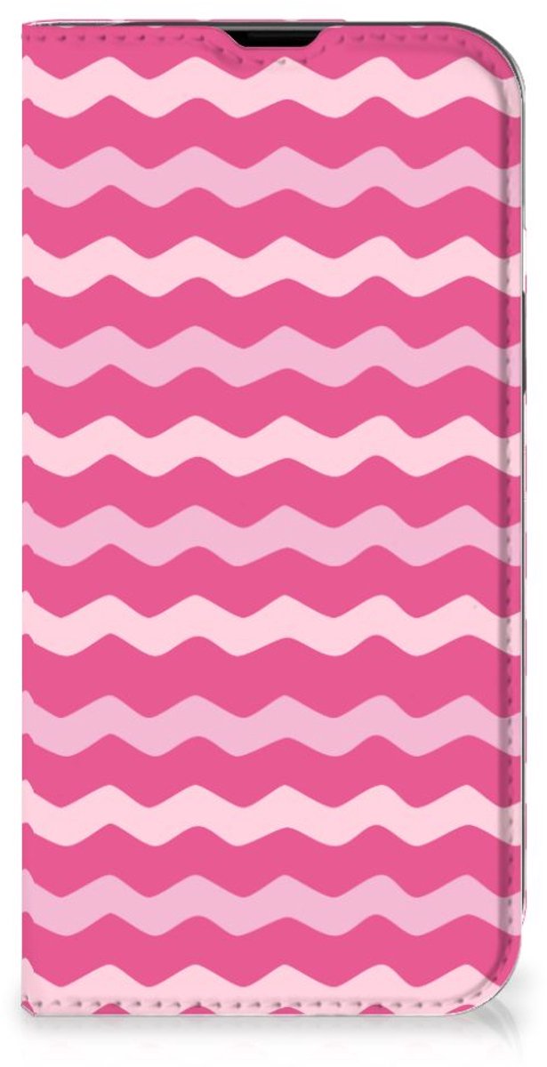 iPhone 14 Hoesje met Magneet Waves Pink
