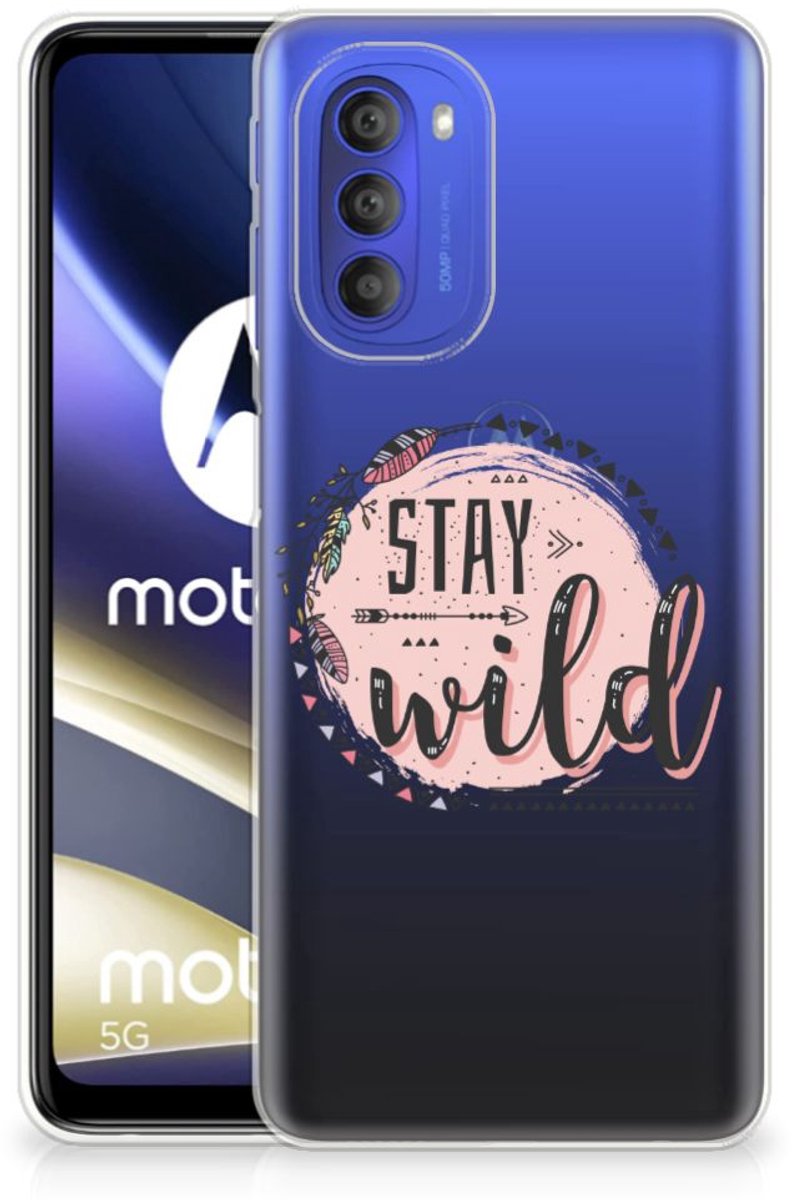 Motorola Moto G51 5G Telefoonhoesje met Naam Boho Stay Wild