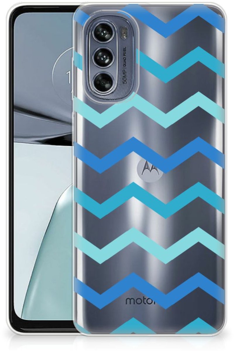 Motorola Moto G62 5G TPU bumper Zigzag Blauw